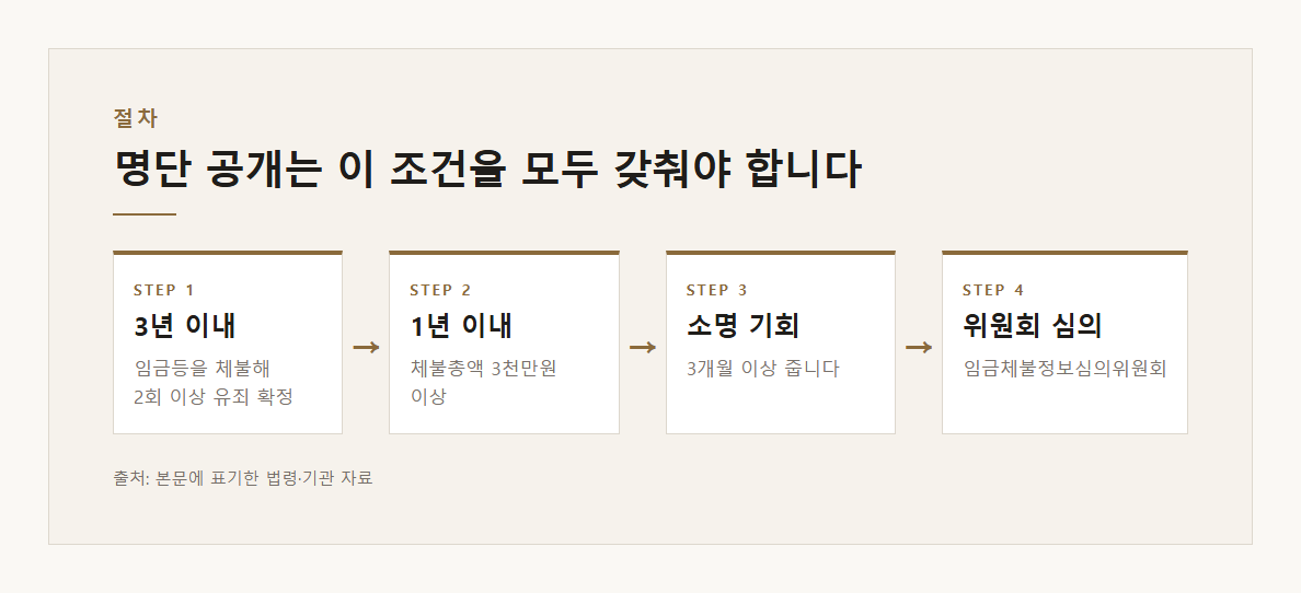 임금체불 명단 공개 설명 도표 1 · 핵심 설명