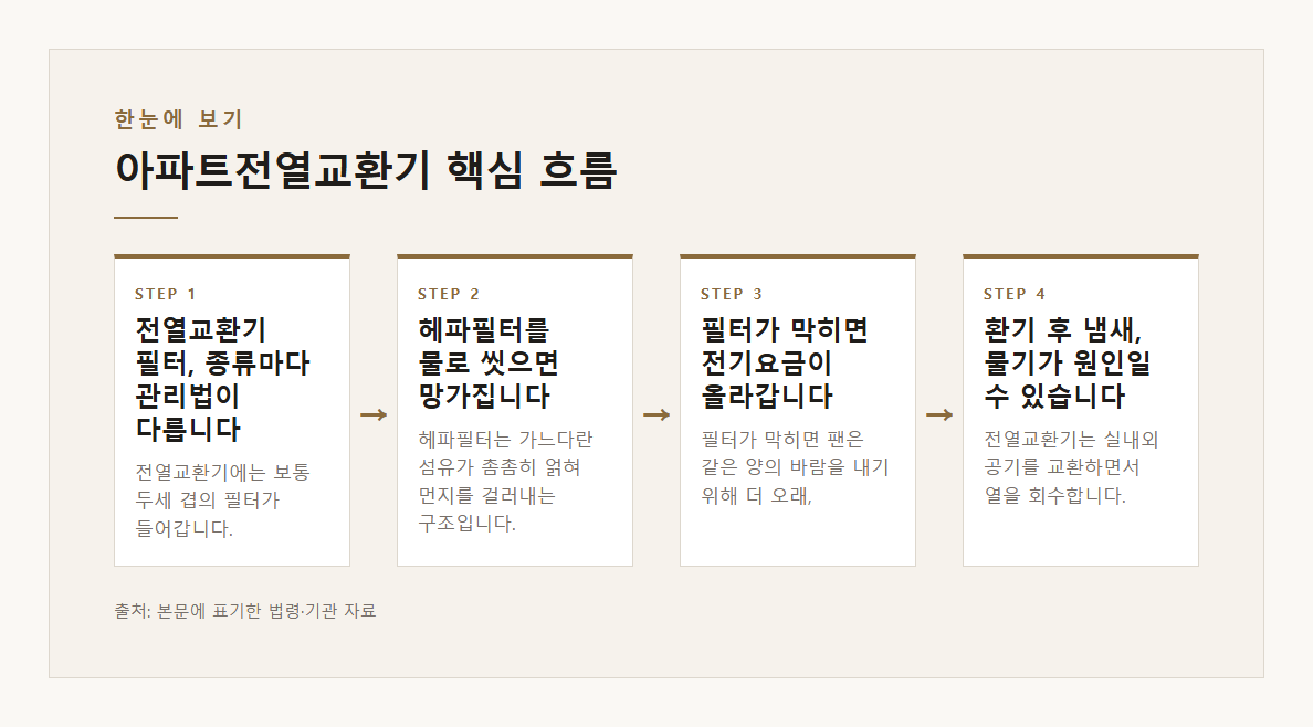 아파트전열교환기 본문·공식출처 기반 설명 도표 1 · 본문 기반