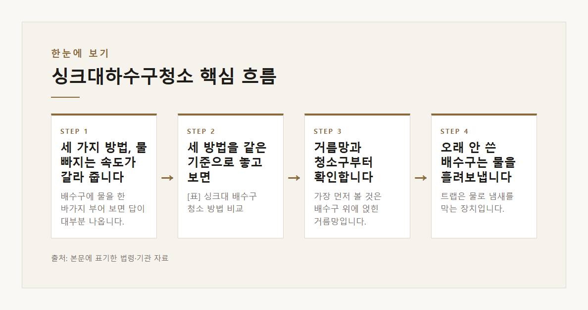 싱크대하수구청소 본문·공식출처 기반 설명 도표 1 · 본문 기반
