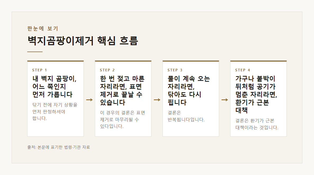 벽지곰팡이제거 본문·공식출처 기반 설명 도표 1 · 본문 기반