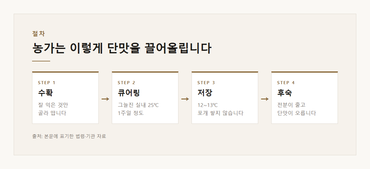 단호박보관법 설명 도표 2 · 핵심 설명