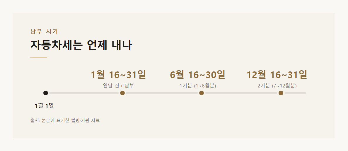 자동차세는 언제 내나 — 본문 내용을 정리한 도표