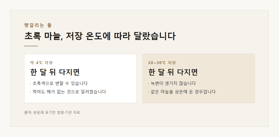 마늘보관법 설명 도표 2 · 핵심 설명